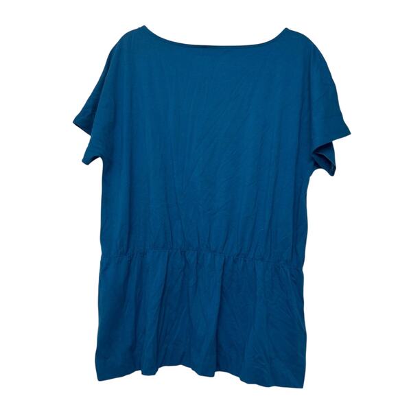 Soft Surroundings Floral Print Boho Tunic Top Womens Large Teal Multicolor Shirt - Picture 6 of 6